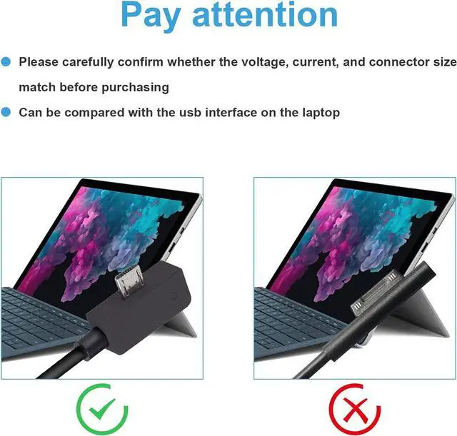 Alt view image 4 of 5 - Surface 3 Charger 13W 5.2V 2.5A AC Power Adapter Charger Cord Replacement for Microsoft Surface 3, Model 1623 1624 1645 Tablet with USB Charging Port 4.9Ft Cable-1.5m