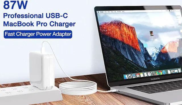 Alt view image 2 of 4 - 87W USB C Charger Power Adapter Compatible with MacBook Pro 15, 13 inch, New Air 13 inch 2020/2019/2018, Thunderbolt 3 Block, 6.6ft 5A Cable