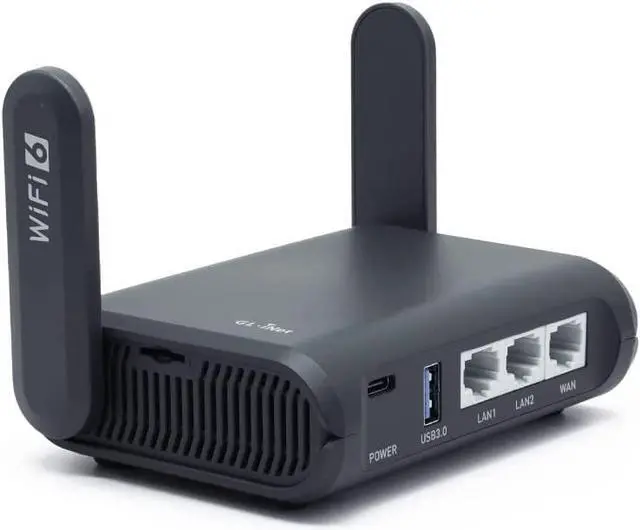 Main image of GL.iNet GL-AXT1800 (Slate AX) Pocket-Sized Wi-Fi 6 Gigabit Travel Router, Extender/Repeater for Hotel&Public Network, VPN Client&Server, OpenWrt, Adguard Home, USB 3.0, Network Storage, TF Card Slot