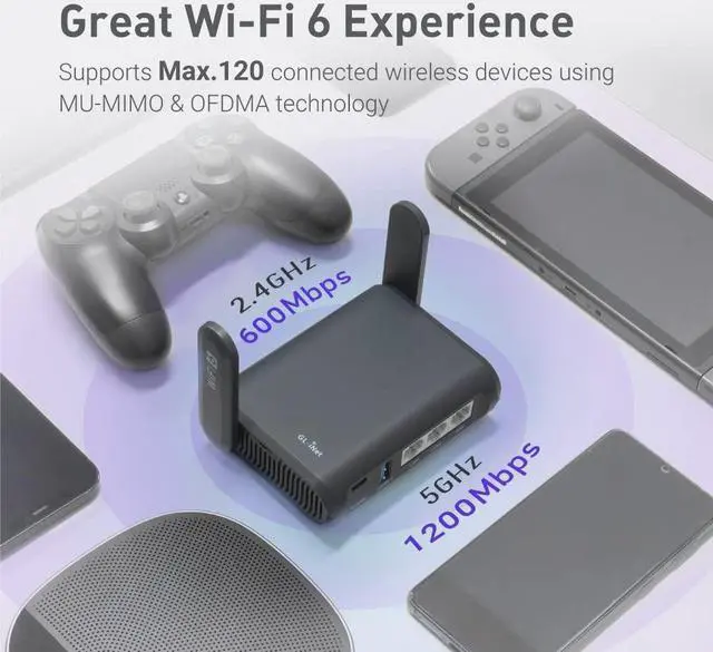 Alt view image 4 of 6 - GL.iNet GL-AXT1800 (Slate AX) Pocket-Sized Wi-Fi 6 Gigabit Travel Router, Extender/Repeater for Hotel&Public Network, VPN Client&Server, OpenWrt, Adguard Home, USB 3.0, Network Storage, TF Card Slot