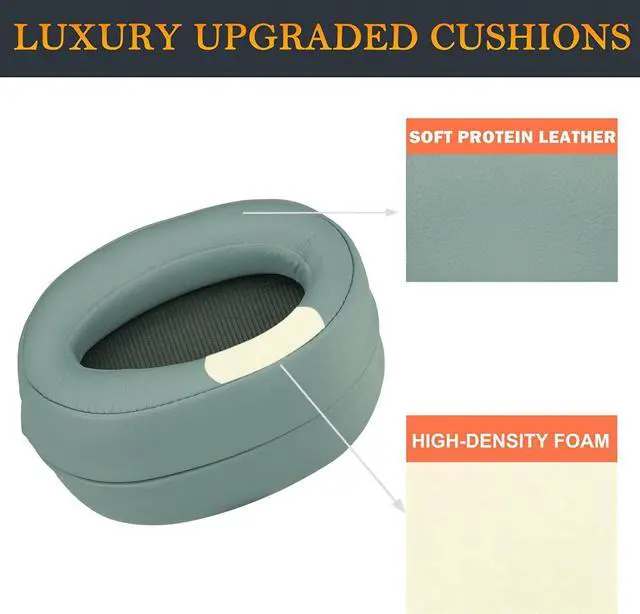 Alt view image 4 of 4 - Ear Pads Cushions Replacement, Earpads Compatible with Sony WH-H900N (h.Ear on 2 Wireless) & MDR 100ABN (h.Ear on Wireless) Noise Canceling Over-Ear Headphones - Green