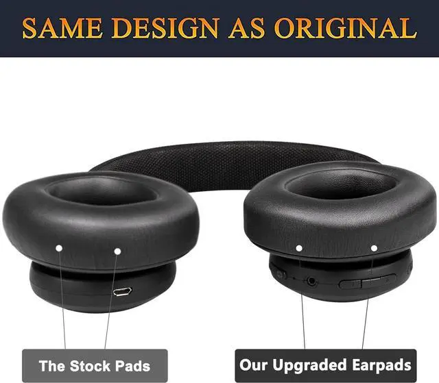 Alt view image 5 of 6 - Replacement Ear Pads for JBL E65 (E65BT E65BTNC)/Live 650 (650NC 650BTNC)/Live 660 (660NC 660BTNC)/Duet NC Over-Ear Headphones, Earpads Cushions with Softer Leather (Black)