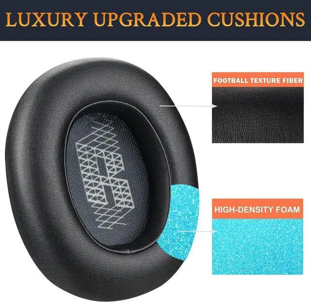 Alt view image 3 of 6 - Replacement Ear Pads for JBL E65 (E65BT E65BTNC)/Live 650 (650NC 650BTNC)/Live 660 (660NC 660BTNC)/Duet NC Over-Ear Headphones, Earpads Cushions with Softer Leather (Black)
