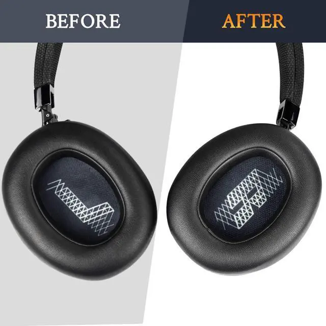 Alt view image 4 of 6 - Replacement Ear Pads for JBL E65 (E65BT E65BTNC)/Live 650 (650NC 650BTNC)/Live 660 (660NC 660BTNC)/Duet NC Over-Ear Headphones, Earpads Cushions with Softer Leather (Black)