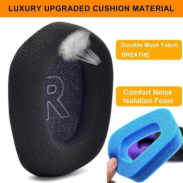 Alt view image 6 of 6 - G733 Earpads - Replacement Ear Cushion Cover Compatible with Logitech G733 G 733 Lightspeed Wireless Gaming Headset,Ear Pads with Durable Mesh Fabric, Comfort Noise Isolation Foam (Black)