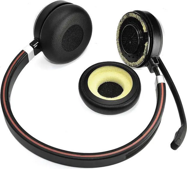 Alt view image 4 of 6 - Evolve 65 40 30 20 Ear Pads Replacement Earpads Cover Cushions Compatible with Jabra Evolve 65UC / 65MS / 40UC / 40MS / 30US / 30II / 20SE / 20UC / 20MS Headset, All-Day Comfort Design, Memory Foam