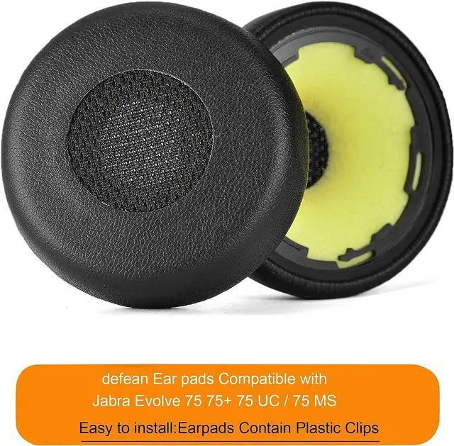 Alt view image 2 of 6 - Evolve 75 Ear Pads - aibileec Replacement Ear Cushion Compatible with Jabra Evolve 75 75+ 75 UC / 75 MS Headphone/Earpads Contain Plastic Clips,(Ear Pads not fit Jabra Evolve2 75 PC Wireless Headset)