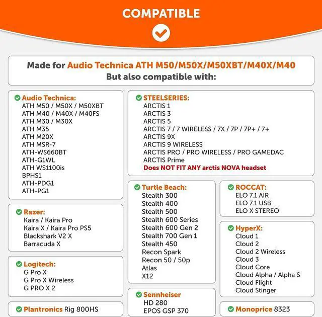Alt view image 2 of 5 - Leather Replacement Earpads for HyperX Cloud 1/I/2/II/3/III/Pro/Core/Alpha/Alpha S/Flight/Stinger/Mix/CloudX/CloudX Chat, Ear Pads Cushions with Softer High-Density Foam