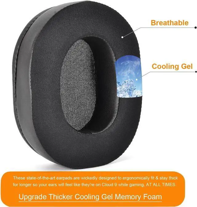 Alt view image 4 of 6 - M50X Thicker Cooling Gel Ear Pads Replacement Ear Cushion Compatible with ATH M50X M40X / M50XBT / HyperX Cloud & Cloud 2 / SteelSeries Arctis 3/7 / 9X & Pro/Sony MDR 7506 / Stealth 600 Headset