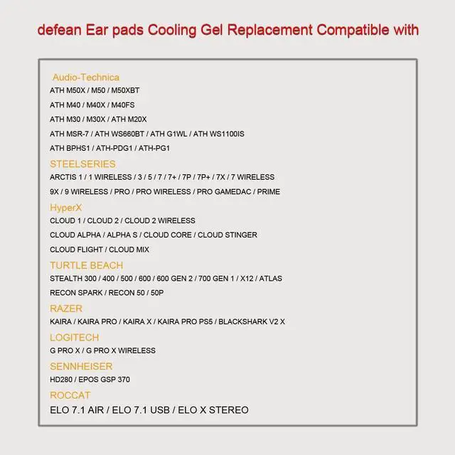 Alt view image 2 of 6 - M50X Thicker Cooling Gel Ear Pads Replacement Ear Cushion Compatible with ATH M50X M40X / M50XBT / HyperX Cloud & Cloud 2 / SteelSeries Arctis 3/7 / 9X & Pro/Sony MDR 7506 / Stealth 600 Headset