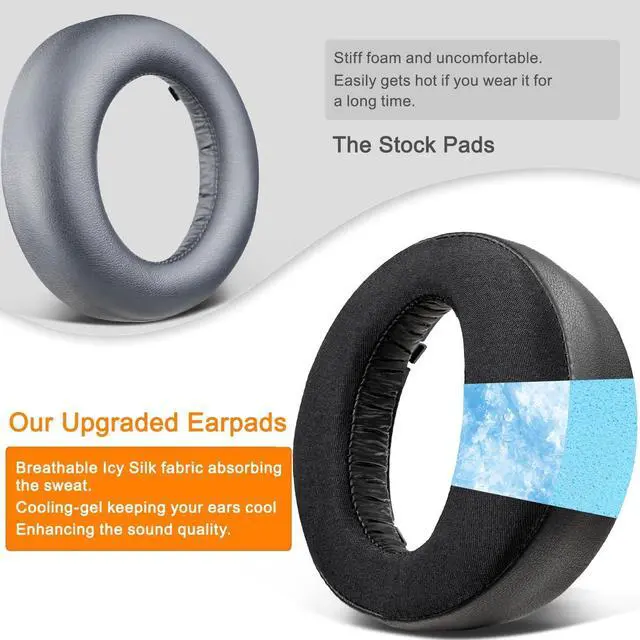 Alt view image 3 of 6 - Cooling Gel Earpads Replacement for Sony Playstation 5 Pulse PS5 3D Wireless Headset, Ear Pads Cushions with Noise Isolation Foam - Black