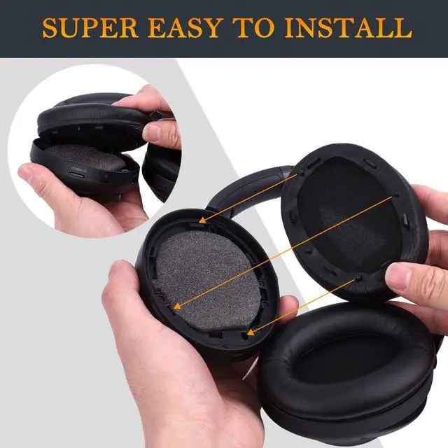 Alt view image 6 of 6 - Professional Earpads Cushions Replacement for Sony WH-1000XM3 (WH1000XM3) Over-Ear Headphones, Ear Pads with Softer Protein Leather, Noise Isolation Memory Foam, Added Thickness (Black)