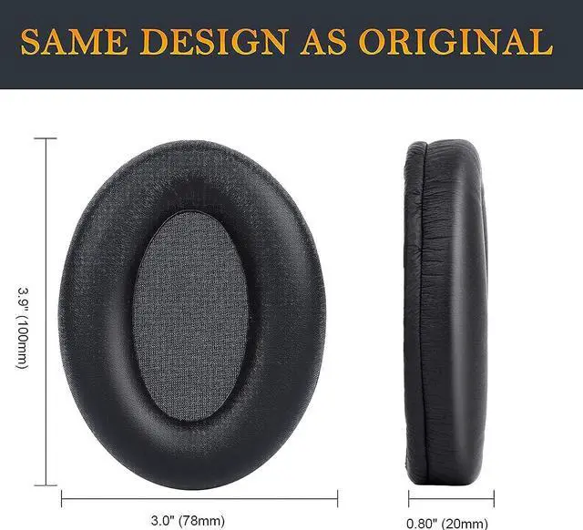 Alt view image 4 of 6 - Professional Earpads Cushions Replacement for Sony WH-1000XM3 (WH1000XM3) Over-Ear Headphones, Ear Pads with Softer Protein Leather, Noise Isolation Memory Foam, Added Thickness (Black)