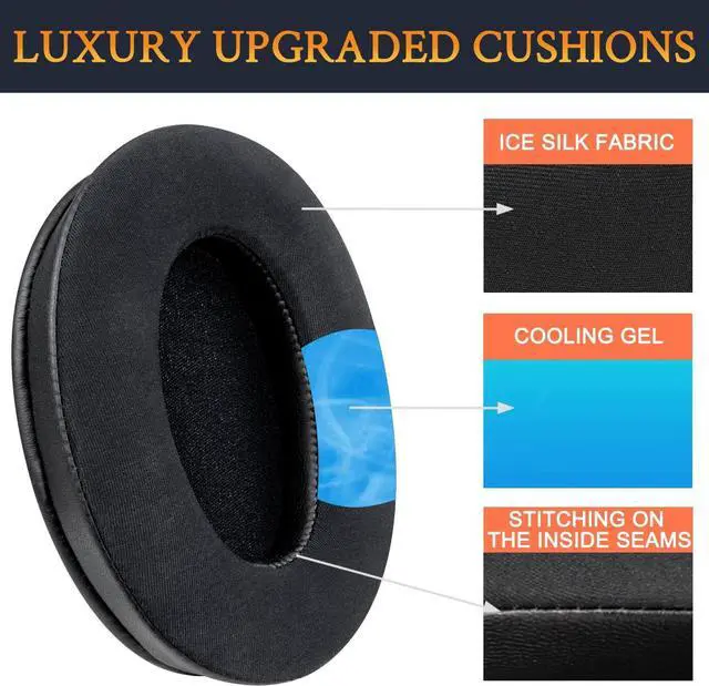 Alt view image 3 of 7 - Cooling-Gel Replacement Earpads for Sony WH-1000XM3 (WH1000XM3) Over-Ear Headphones, Ear Pads Cushions with High-Density Noise Isolation Foam, Added Thickness - Black