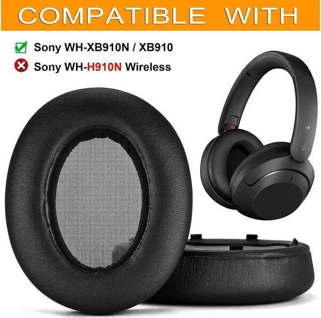 Alt view image 2 of 7 - original ear pads for Sony WH-XB910 XB910N Extra Bass Noise Cancelling Headphones, for Sony WHXB910N Wireless Bluetooth Headset, Ear Pads with Softer Protein Leather-Black