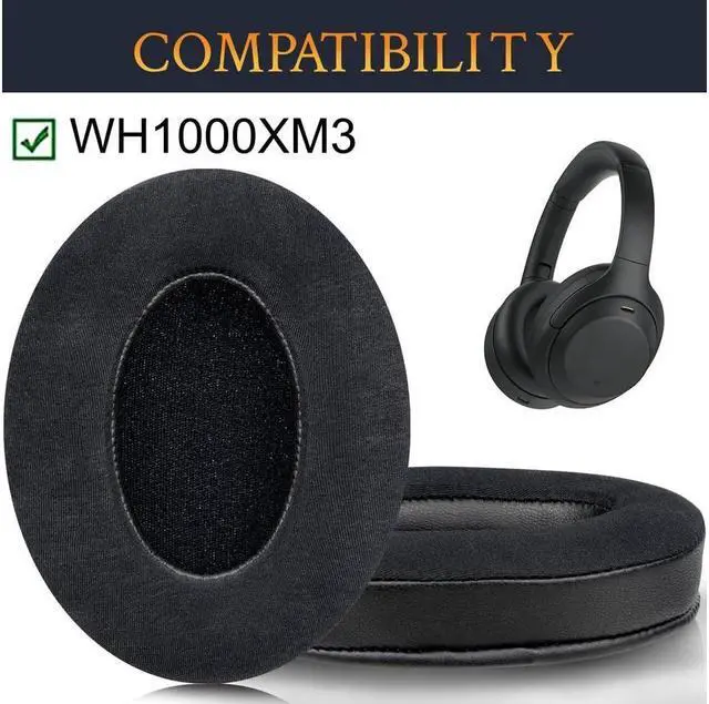 Alt view image 2 of 7 - original Gel Earpads for Sony WH-1000XM3 (WH1000XM3) Over-Ear Headphones, Ear Pads Cushions with High-Density Noise Isolation Foam, Added Thickness - Black