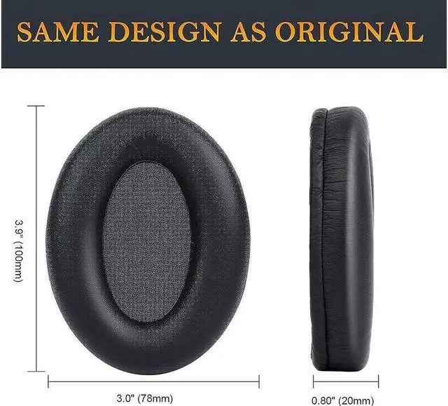 Alt view image 4 of 6 - original Earpads for Sony WH-1000XM3 (WH1000XM3) Over-Ear Headphones, Ear Pads with Softer Protein Leather, Noise Isolation Memory Foam, Added Thickness (Black)