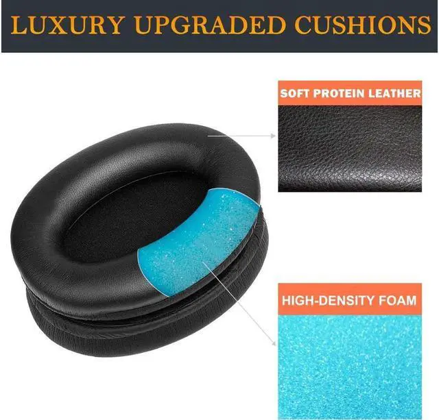 Alt view image 5 of 6 - original Earpads for Sony WH-1000XM3 (WH1000XM3) Over-Ear Headphones, Ear Pads with Softer Protein Leather, Noise Isolation Memory Foam, Added Thickness (Black)