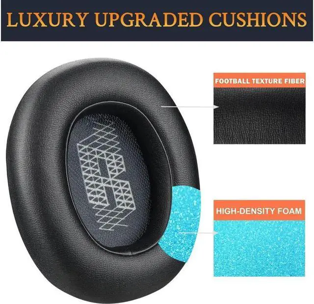 Alt view image 3 of 6 - Original Ear Pads for JBL E65 (E65BT E65BTNC)/Live 650 (650NC 650BTNC)/Live 660 (660NC 660BTNC)/Duet NC Over-Ear Headphones, Earpads Cushions with Softer Leather (Black)