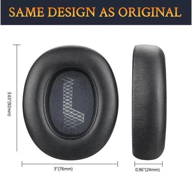 Alt view image 5 of 6 - Original Ear Pads for JBL E65 (E65BT E65BTNC)/Live 650 (650NC 650BTNC)/Live 660 (660NC 660BTNC)/Duet NC Over-Ear Headphones, Earpads Cushions with Softer Leather (Black)