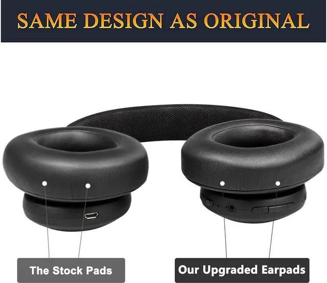 Alt view image 4 of 6 - Original Ear Pads for JBL E65 (E65BT E65BTNC)/Live 650 (650NC 650BTNC)/Live 660 (660NC 660BTNC)/Duet NC Over-Ear Headphones, Earpads Cushions with Softer Leather (Black)