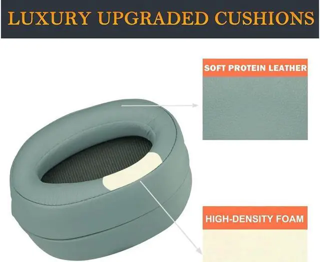 Alt view image 3 of 4 - Original Ear pads Compatible with Sony WH-H900N (h.Ear on 2 Wireless) & MDR 100ABN (h.Ear on Wireless) Noise Canceling Over-Ear Headphones - Green