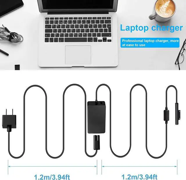 Alt view image 4 of 7 - 65W 1706 Pro Charger for Surface Pro 3/4/5/6/7 Power Supply Adapter, Compatible for Both Microsoft Surface Book Laptop/Tablet, Works with 65W&44W&36W&24W [Upgraded Version] (6.8 Ft Cord)