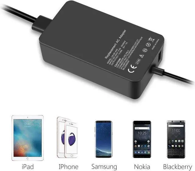 Alt view image 7 of 7 - 65W 1706 Pro Charger for Surface Pro 3/4/5/6/7 Power Supply Adapter, Compatible for Both Microsoft Surface Book Laptop/Tablet, Works with 65W&44W&36W&24W [Upgraded Version] (6.8 Ft Cord)