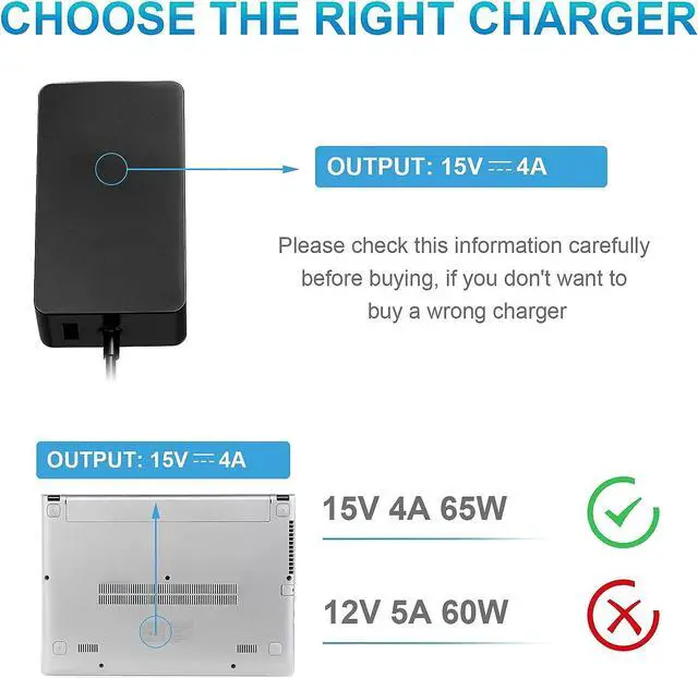 Alt view image 6 of 7 - 65W 1706 Pro Charger for Surface Pro 3/4/5/6/7 Power Supply Adapter, Compatible for Both Microsoft Surface Book Laptop/Tablet, Works with 65W&44W&36W&24W [Upgraded Version] (6.8 Ft Cord)