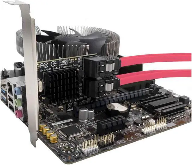 Alt view image 6 of 6 - SATA Card 4 Port with 4 SATA Cables, 6 Gbps SATA 3.0 Controller PCI Express Expression Card with Low Profile Bracket Support 4 SATA 3.0 Devices