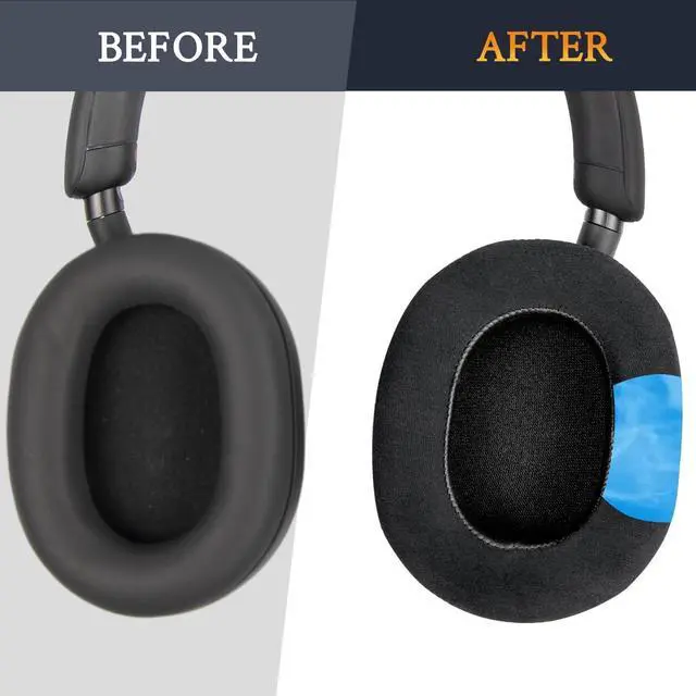 Alt view image 4 of 7 - Cooling-Gel Replacement Earpads for Sony WH-1000XM5 (WH1000XM5) Noise Canceling Headphones, Ear Pads Cushions with High-Density Noise Isolation Foam, Added Thickness - Black