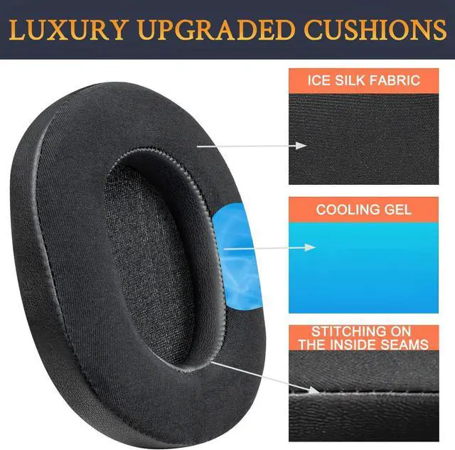 Alt view image 2 of 7 - Cooling-Gel Replacement Earpads for Sony WH-1000XM5 (WH1000XM5) Noise Canceling Headphones, Ear Pads Cushions with High-Density Noise Isolation Foam, Added Thickness - Black