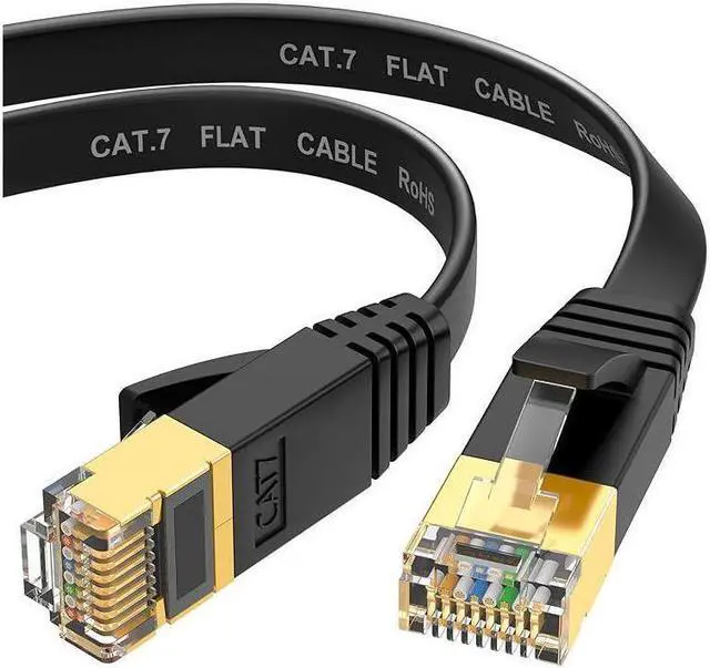 Main image of Cat 7 Ethernet Cable Cat7 High Speed Flat Gigabit RJ45 LAN Cable 10Gbps Shielded Internet Network Patch Cord Compatible for Gaming PS5 PS4 PS3 Xbox PC Laptop Modem Router Computer 50FT
