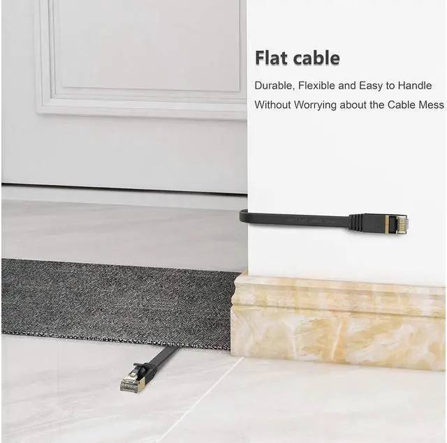 Alt view image 4 of 6 - Cat 7 Ethernet Cable Cat7 High Speed Flat Gigabit RJ45 LAN Cable 10Gbps Shielded Internet Network Patch Cord Compatible for Gaming PS5 PS4 PS3 Xbox PC Laptop Modem Router Computer 50FT