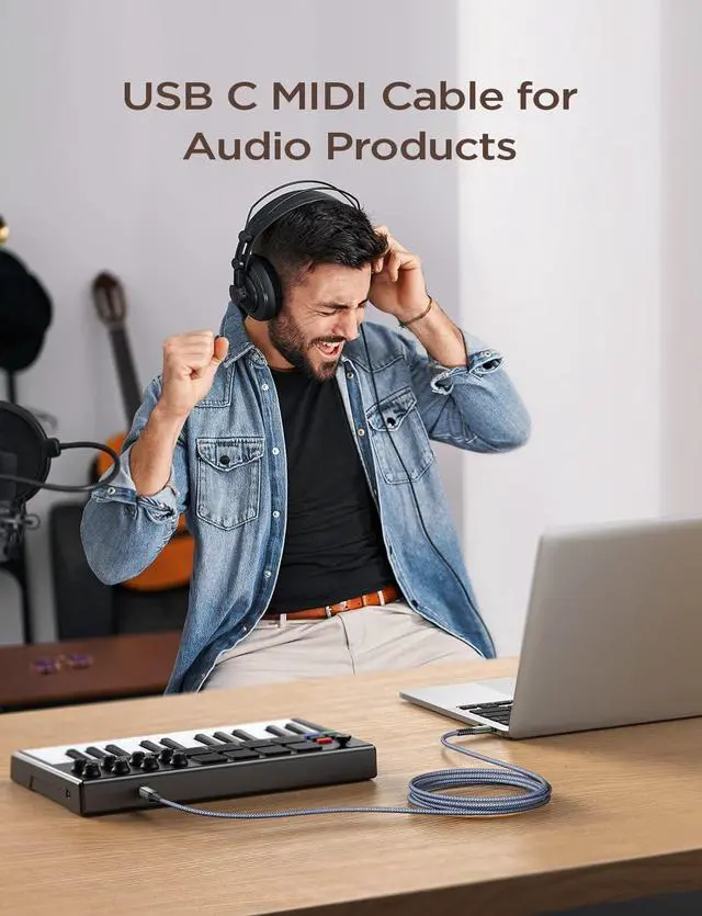 Alt view image 5 of 7 - aibileec USB B to USB C 6 FT, USB C Printer Cable, Nylon USB B to C Printer Cord for MacBook Pro/Air, USB C MIDI Cable Compatible with Yamaha Piano MIDI Keyboard, DAC, DJ Controller for iPad Pro