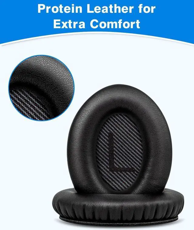 Alt view image 4 of 7 - Ear Pads for Bose Quiet Comfort 35 Soft Protein Leather Replacement Earpads Ear Cushions for Bose QC 35/25 / 15 QC2 / Ae2 / Ae2i / Ae2W / Sound Link/Sound True (Black)