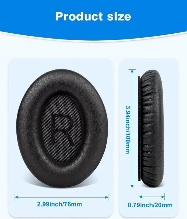 Alt view image 6 of 7 - Ear Pads for Bose Quiet Comfort 35 Soft Protein Leather Replacement Earpads Ear Cushions for Bose QC 35/25 / 15 QC2 / Ae2 / Ae2i / Ae2W / Sound Link/Sound True (Black)
