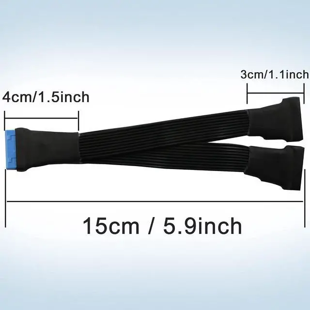Alt view image 5 of 5 - USB 3.0 Header Extension Cable, 19/20 Pin 1 to 2 Y Splitter Internal Extension Adapter DIY(5.9 inch)