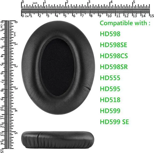 Alt view image 4 of 4 - EarPads Cushions for Sennheiser HD598 HD598SE HD598CS HD598SR HD595 HD599 HD599 SE Headphones Ear Pads Faux Leather Earmuffs Black