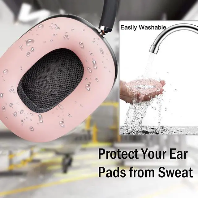 Alt view image 6 of 7 - Silicone Ear Pads Cover Protector for AirPods Max Headphones Cushions, Sweatproof, Easily Washable, Rugged Durability - Pink