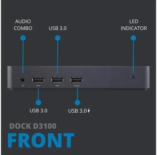Alt view image 3 of 4 - Aibileec Combo DP-HDMI with Dell D3100 Docking Station Triple 4k Display Universal Platform