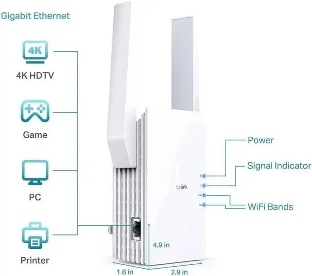 Alt view image 2 of 5 - WiFi 6 Range Extender AX1500 (RE505X) Dual-Band with LAN Port Universal Compatible Wi-Fi Repeater
