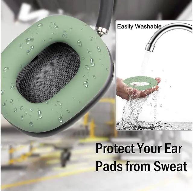 Alt view image 5 of 7 - Aibileec Silicone Ear Pads Cover Protector for AirPods Max Headphones Cushions, Sweatproof, Easily Washable, Rugged Durability - Green