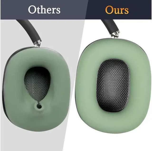 Alt view image 2 of 7 - Aibileec Silicone Ear Pads Cover Protector for AirPods Max Headphones Cushions, Sweatproof, Easily Washable, Rugged Durability - Green