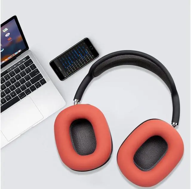Alt view image 6 of 7 - Aibileec Silicone Ear Pads Cover Protector for AirPods Max Headphones Cushions, Sweatproof, Easily Washable, Rugged Durability - Red