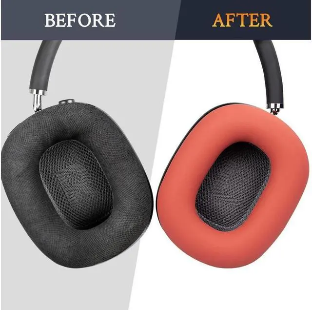 Alt view image 3 of 7 - Aibileec Silicone Ear Pads Cover Protector for AirPods Max Headphones Cushions, Sweatproof, Easily Washable, Rugged Durability - Red
