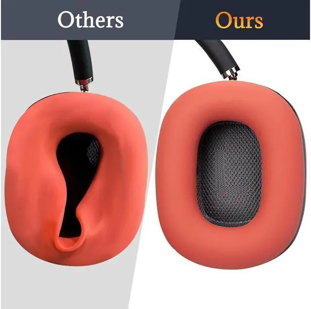 Alt view image 2 of 7 - Aibileec Silicone Ear Pads Cover Protector for AirPods Max Headphones Cushions, Sweatproof, Easily Washable, Rugged Durability - Red