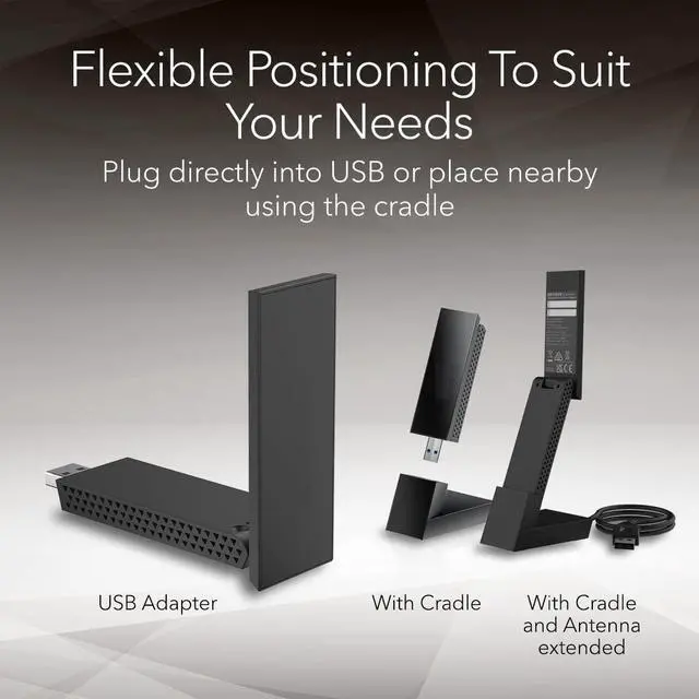 Alt view image 5 of 5 - External USB WiFi 6E Adapter, Nighthawk (A8000) - AXE3000 Tri-Band Wireless Wi-FI Card Gigabit Speed (Up to 3Gbps) 2.4GHz 5GHz 6Ghz Works for all type Router