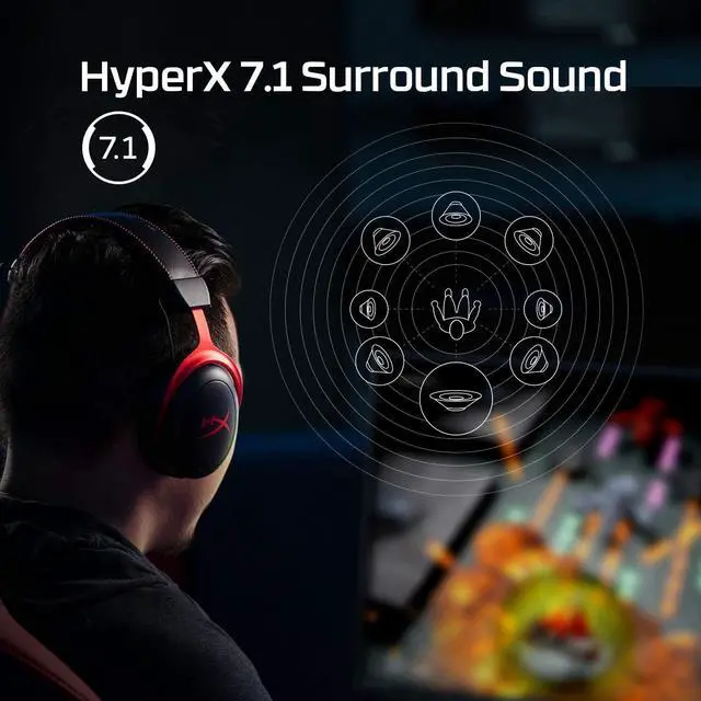Alt view image 4 of 4 - HyperX Cloud II Wireless - Gaming Headset for PC, PS4/PS5, Nintendo Switch, Long Lasting Battery Up to 30 Hours, 7.1 Surround Sound, Memory Foam, Detachable Noise Cancelling Microphone, Mic Monitoring