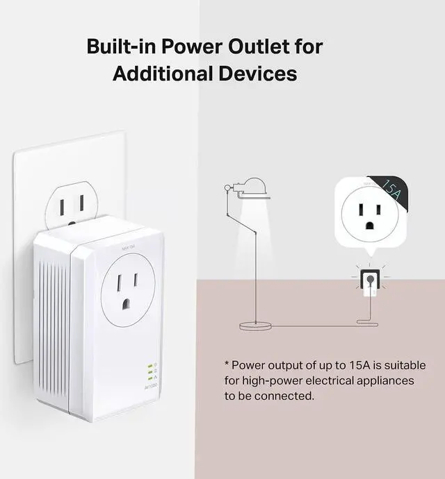 Alt view image 3 of 6 - TL-PA7017P Powerline Ethernet Adapter AV1000  Gigabit Port, Plug and Play universal compatible router 2pack
